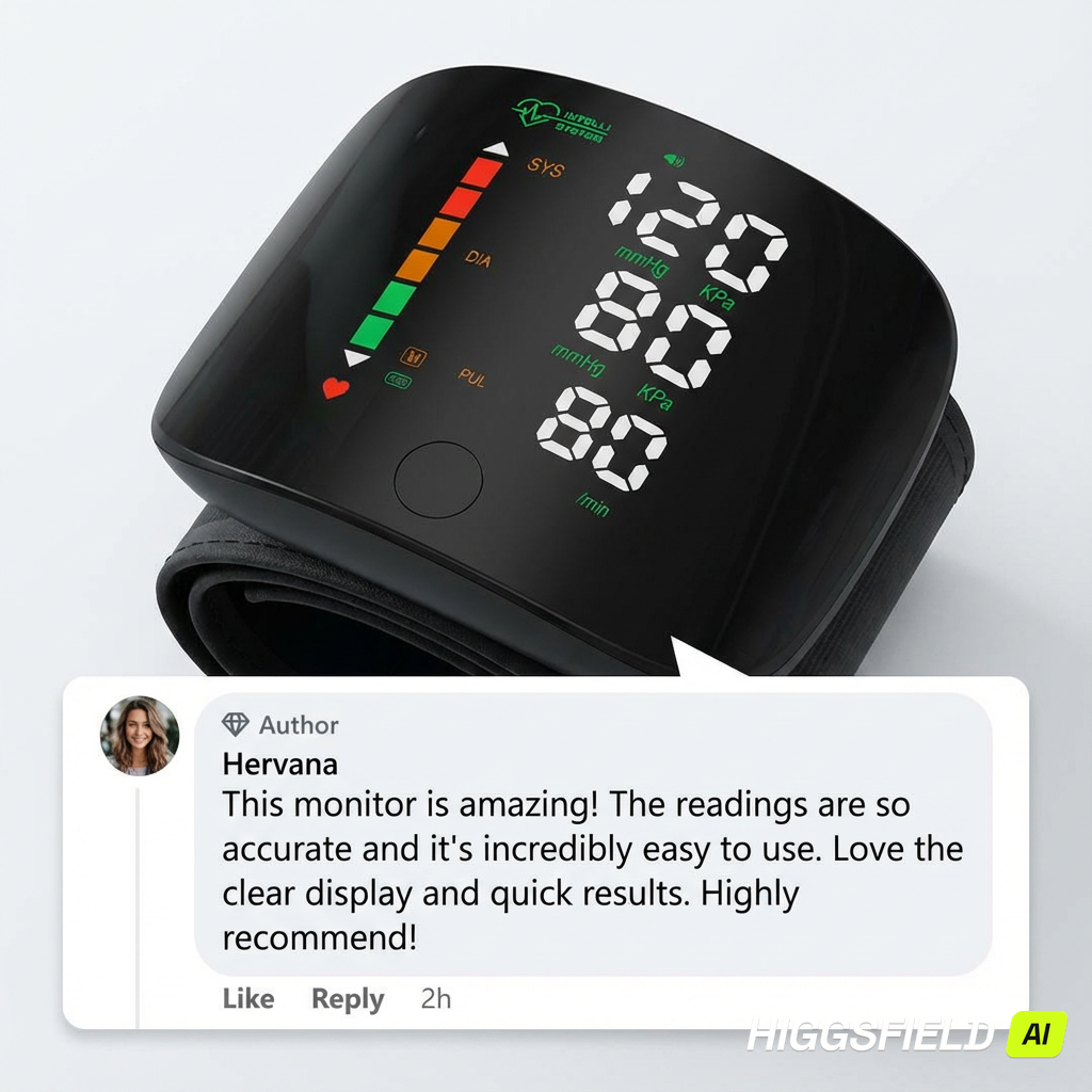 Wrist Blood Pressure Monitor LED Display